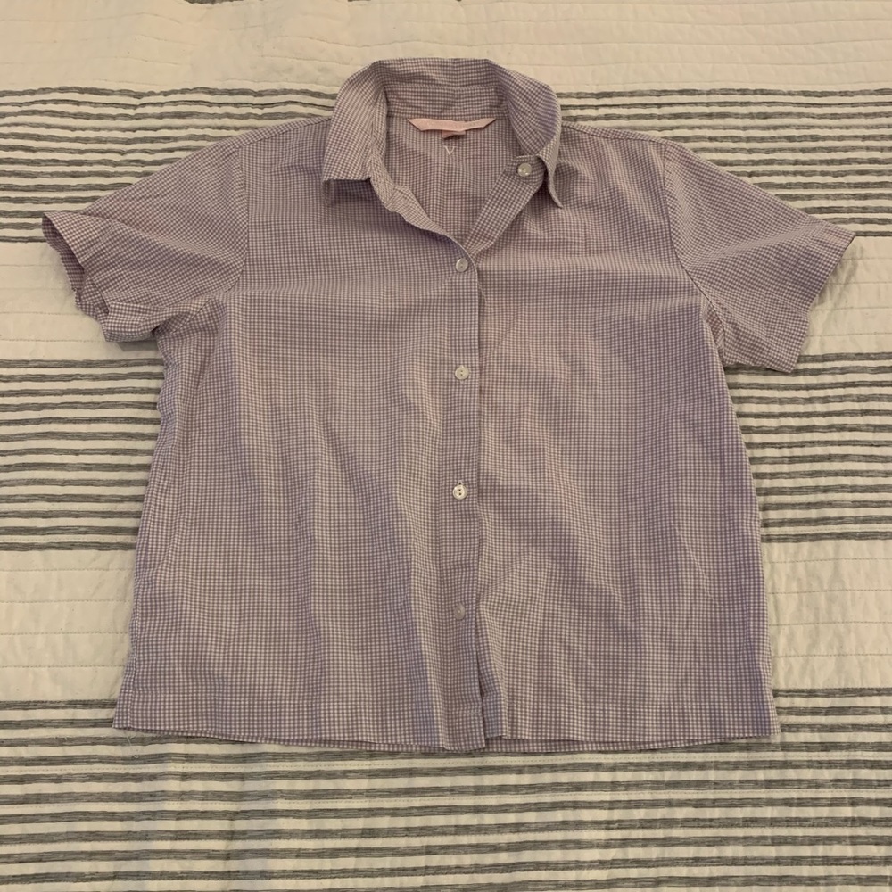 Lavender Gingham Button Up Blouse - image 1